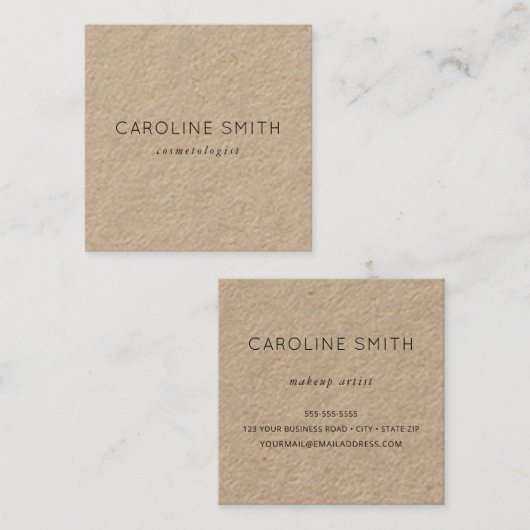 Rustisch Kraft-papier voor een feminieplein Vierkante Visitekaartje (Voorkant / Achterkant)