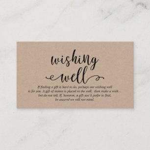Rustisch kraft zwart script, Wedding Wishing Well Informatiekaartje