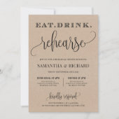 Rustisch kraftpapier eet drink repetitie kaart (Voorkant)