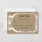 Rustisch kraftpapier Mason Jar Wedding RSVP (Voorkant)