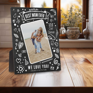 Rustisch krijtbord Doodle Foto Beste Moeder Ooit Fotoplaat