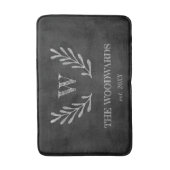 Rustisch krijtbord familie monogram laurierkrans badmat (Voorkant Verticaal)