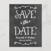 Rustisch krijtbord van het Manuscript Wedding spar Aankondigingskaart (Voorkant)