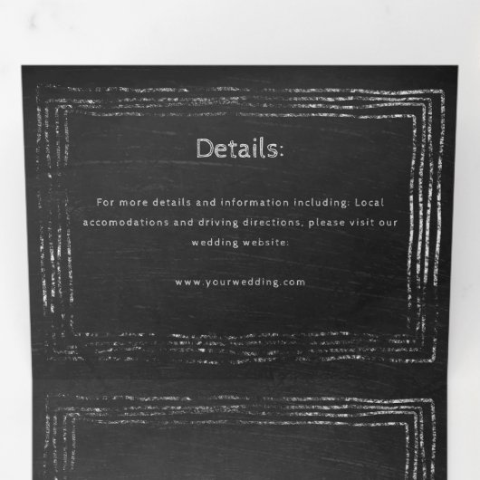 Rustisch krijtbordscript in één bruiloft drieluik uitnodiging (Binnenzijde eerst)