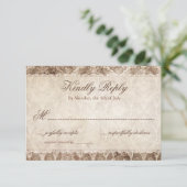 Rustisch land Antler + RSVP-Kaarten met Lace Weddi RSVP Kaartje (Staand voorkant)