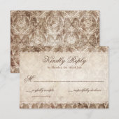 Rustisch land Antler + RSVP-Kaarten met Lace Weddi RSVP Kaartje (Voorkant / Achterkant)