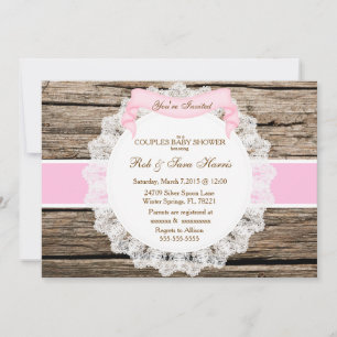 Rustisch land  Baby shower van hout Kaart