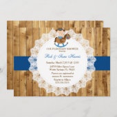 Rustisch land  Baby shower van hout Kaart (Voorkant / Achterkant)