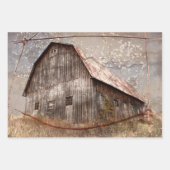 Rustisch land Barn  Texture Grey Sky Inpakpapier Vel (Voorkant 2)