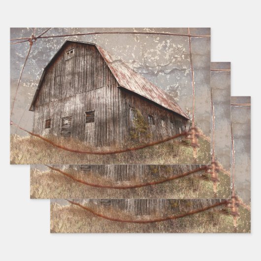 Rustisch land Barn  Texture Grey Sky Inpakpapier Vel (Set)