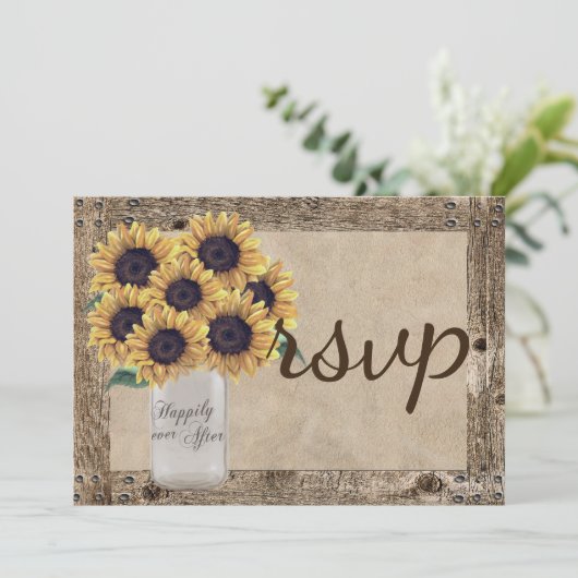 Rustisch land Barn Wedding Sunflower Mason Jar (Staand voorkant)
