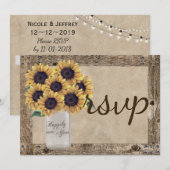 Rustisch land Barn Wedding Sunflower Mason Jar (Voorkant / Achterkant)