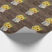 Rustisch land Barn Wedding Sunflower Mason Jar Cadeaupapier (Hoek)
