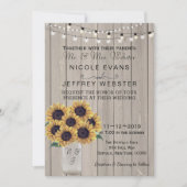 Rustisch land Barn Wedding Sunflower Mason Jar Kaart (Voorkant)