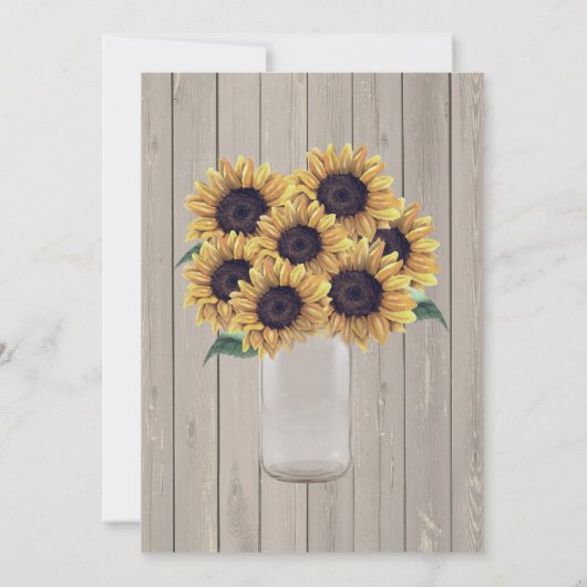 Rustisch land Barn Wedding Sunflower Mason Jar Kaart (Achterkant)