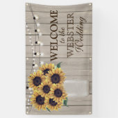 Rustisch land Barn Wedding Sunflower Mason Jar Spandoek (Verticaal)