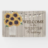 Rustisch land Barn Wedding Sunflower Mason Jar Spandoek (Horizontaal)
