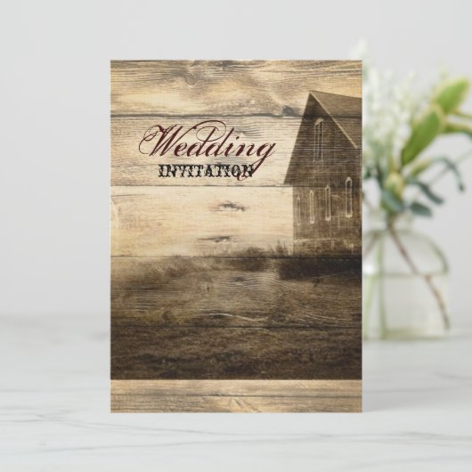 Rustisch land Barn Wood Barn Wedding Kaart (Staand voorkant)