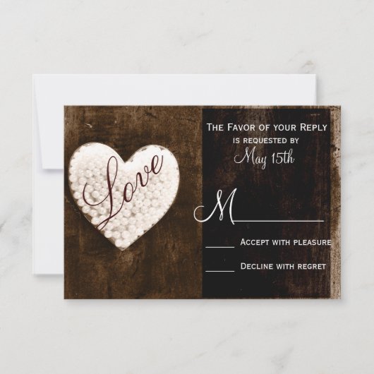 Rustisch land Barn Wood Love Heart Wedding RSVP
