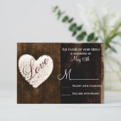 Rustisch land Barn Wood Love Heart Wedding RSVP