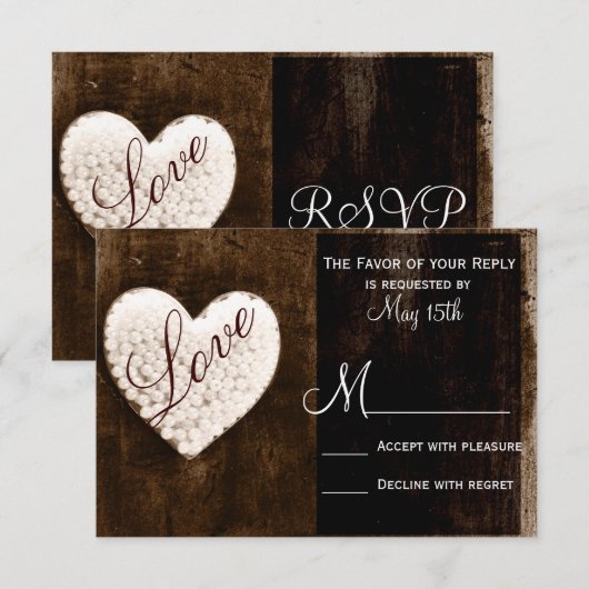 Rustisch land Barn Wood Love Heart Wedding RSVP