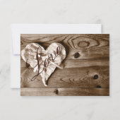 Rustisch land Barn Wood Love Heart Wedding RSVP (Achterkant)