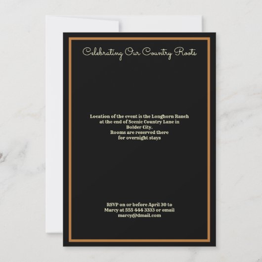 Rustisch land BBQ-reünie Kaart (Achterkant)