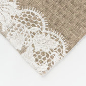 Rustisch land: beige burlap en witte kant fleece deken (Hoek)