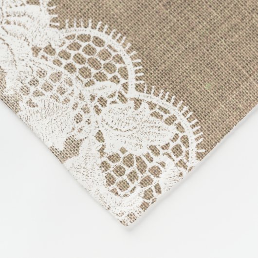 Rustisch land: beige burlap en witte kant fleece deken (Hoek)