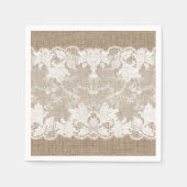 Rustisch land:  beige burlap en witte kant servet (Voorkant)