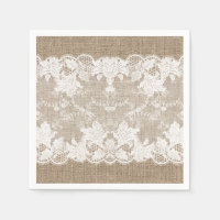 Rustisch land:  beige burlap en witte kant