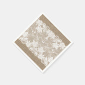 Rustisch land:  beige burlap en witte kant servet (Hoek)