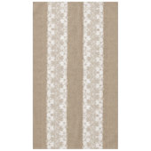 Rustisch land:  beige burlap en witte kant tafelkleed (Voorkant)