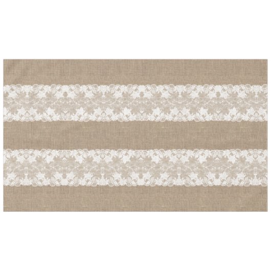 Rustisch land:  beige burlap en witte kant tafelkleed (Voorkant (Horizontaal))