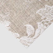 Rustisch land:  beige burlap en witte kant tissuepapier (Detail)