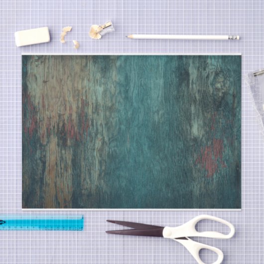 Rustisch Land Blauwgroen Houtkorrel Tissuepapier (Craft)