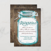 Rustisch land Blauwgroen Mason Jar Reception Kaart (Voorkant / Achterkant)