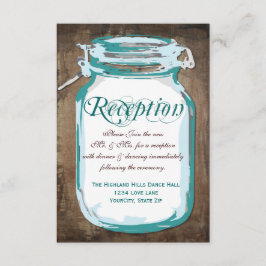 Rustisch land Blauwgroen Mason Jar Reception Kaart
