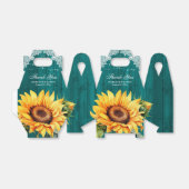 Rustisch Land Blauwgroen Wood Sunflower Wedding Bedankdoosjes (Uitgevouwen)