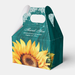Rustisch Land Blauwgroen Wood Sunflower Wedding Bedankdoosjes