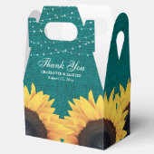 Rustisch land Blauwgroen zonnebloemhuwelijk Bedankdoosjes (Geopend)