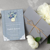 Rustisch Land Blue Mason Jar Wood Vrijgezellenfees Kaart