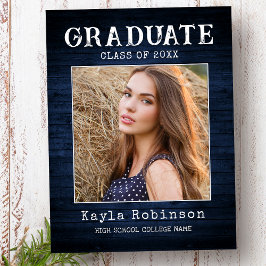 Rustisch Land Blue Wood Plank Foto Afstuderen Briefkaart