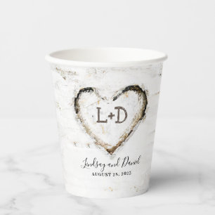 Rustisch land Boom Bark Love Heart Romantic Papieren Bekers