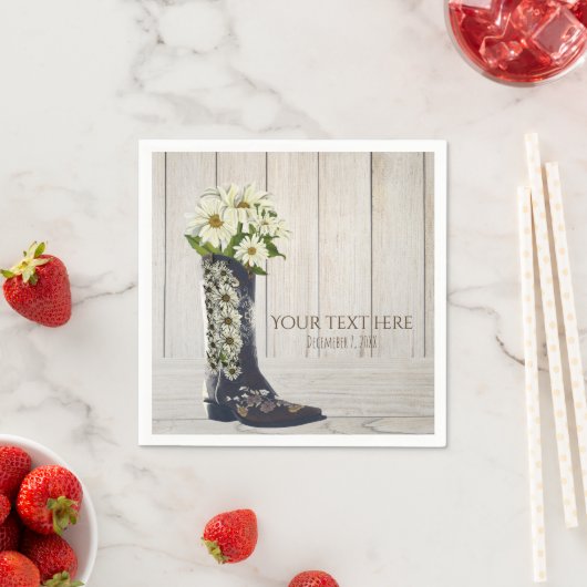Rustisch Land Boot met Daisies Vrijgezellenfeest Servetten (Insitu)
