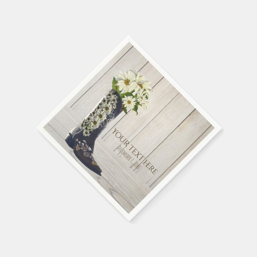 Rustisch Land Boot met Daisies Vrijgezellenfeest Servetten (Hoek)