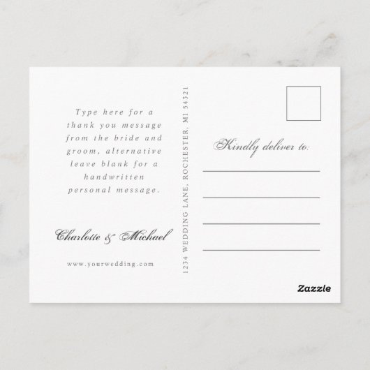 Rustisch land bruiloft bedankt foto briefkaart (Achterkant)