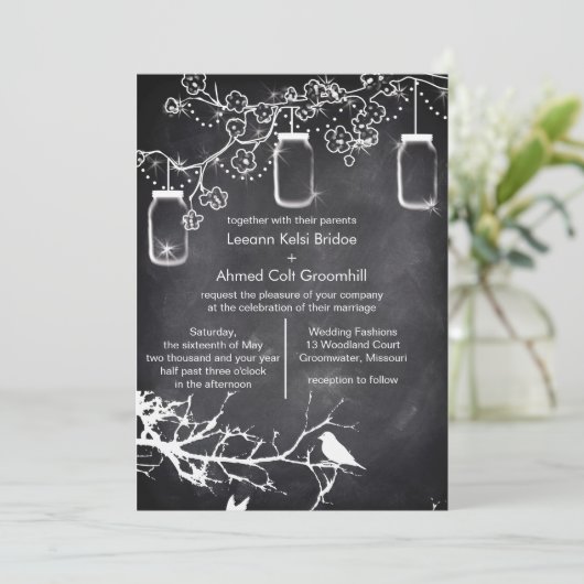 Rustisch land bruiloft Mason Jar Chalkboard Kaart (Staand voorkant)