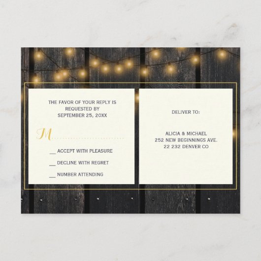 Rustisch land bruiloft zonnebloemen RSVP Uitnodiging Briefkaart (Achterkant)