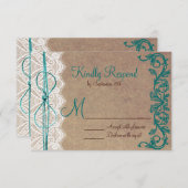 Rustisch land  bruin Blauwgroen huwelijk RSVP (Voorkant / Achterkant)